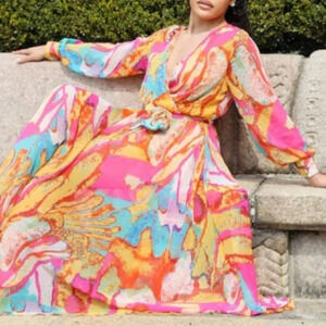 Spy Zone Exchange Abstract Maxi Dress Size XL NWT Spring Summer Vacation